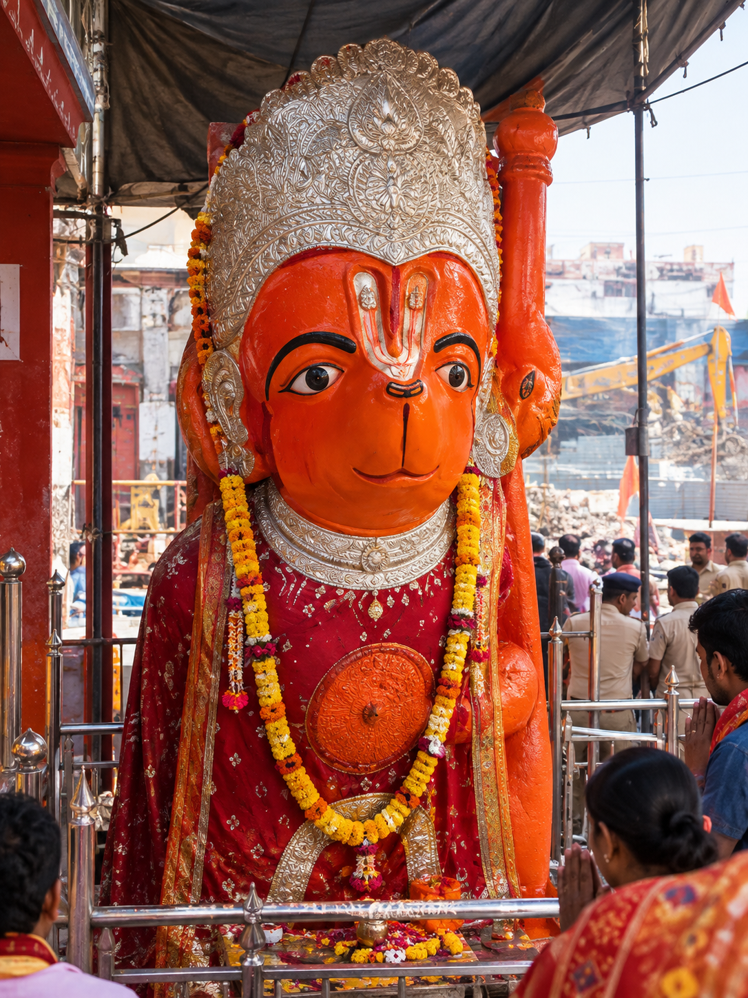 Khade Hanumanji idol at the historic Hanuman temple in Ujjain, Madhya Pradesh