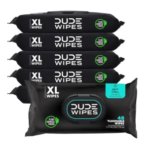 DUDE Wipes - Flushable Wipes - 6 Pack, 288 Wipes - Mint Chill Extra-Large Adult Wet Wipes - Vitamin-E, Aloe, Eucalyptus & Tea Tree Oils - Septic and...