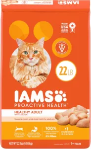 IAMS PROACTIVE HEALTH Adult Healthy Dry Cat Food with Chicken Cat Kibble, 22 lb. Bag