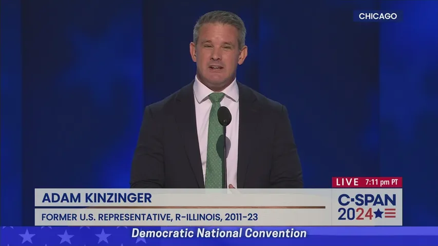 'Democrats are as patriotic as us.' Adam Kinzinger delivers a message to conservatives at the DNC