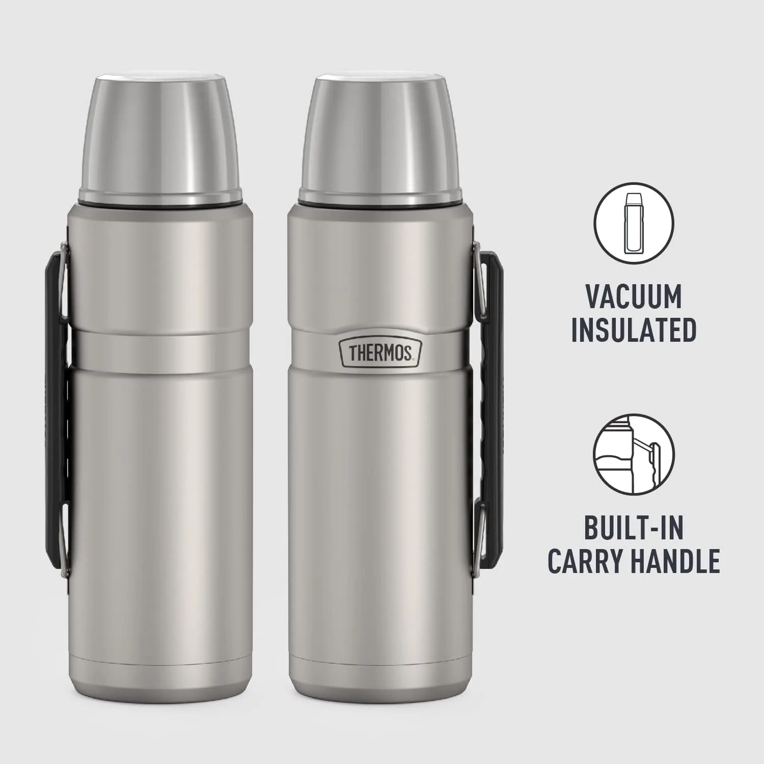 THERMOS Stainless King Vacuum-Insulated Beverage Bottle, 40 Ounce, Matte Stainless Steel