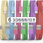 [Apple MFi Certified] iPhone Charger, 6Pack(3/3/6/6/6/10 FT) Lightning Cable Apple Charging Fast High Speed USB Compatible 14/13/12/11 Pro Max/XS MAX/XR/XS/X/8-multicolor