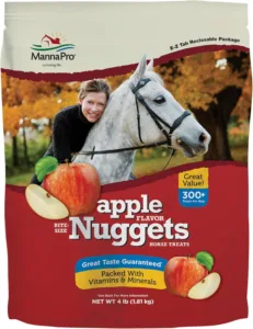 Manna Pro Bite-Size Nuggets for Horses - Pocket Sized Training Horse Treats - Apple Flavored Treats - Packs with Vitamins & Minerals- Great Taste Guaranteed - 4lbs