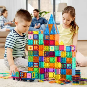 Magnetic Tiles, 100PCS Magnetic Blocks for Kids, Magnet Building Set with 2 Cars, Construction Building Set,STEM Sensory Educational Toys Gift for Toddlers Kids 3 4 5 6 7 8 9 Year Old