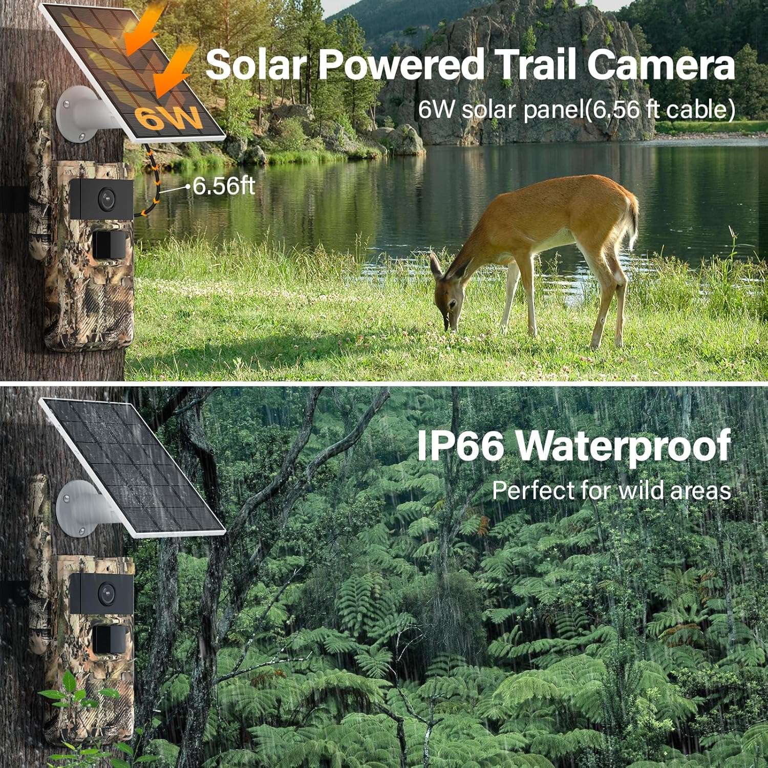 Jennov 4G LTE Cellular Trail Cameras for Wildlife- Game Cameras with Solar Panel,82Ft Night Vision Motion Activated Trail Cam for Deer, IP66 Waterproof,2K Live-Streaming, 0.1S Trigger Time
