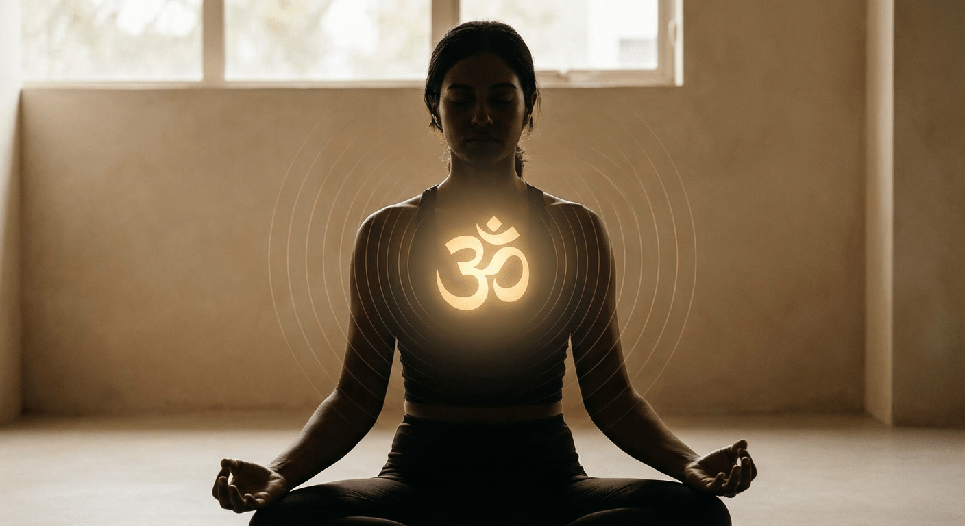 What Happens When You Listen to OM for 10 Minutes Daily? 7 7οΈβ£ OM Listening Practice (Tool Connection Image) Prompt: A minimalist meditation interface playing OM sound, headphones resting nearby, soft ambient lighting, clean premium design, calm color palette, sense of simplicity and focus