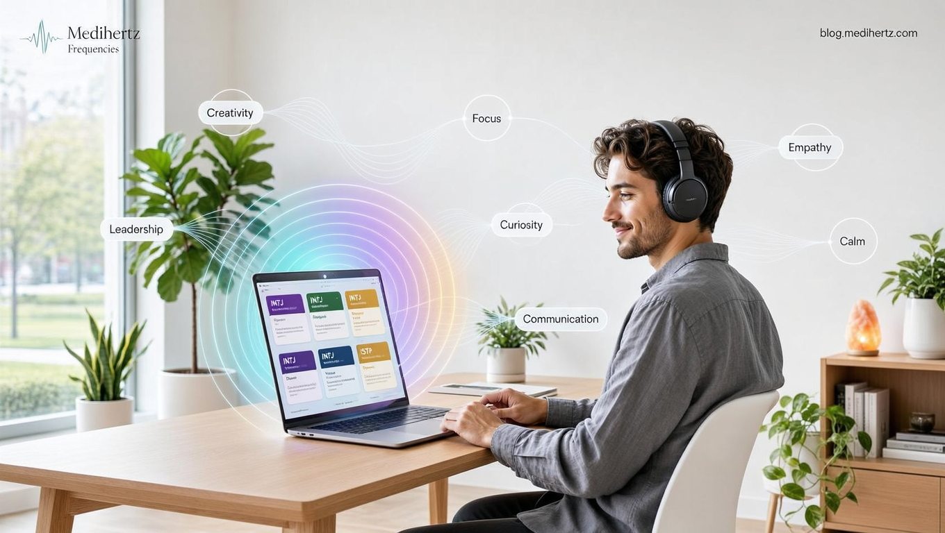 Discover Your MBTI Personality & Resonating Frequencies 5 Discover your MBTI personality type, explore your natural strengths, and receive personalized resonating frequency recommendations with the free interactive personality assessment by Medihertz Frequencies.