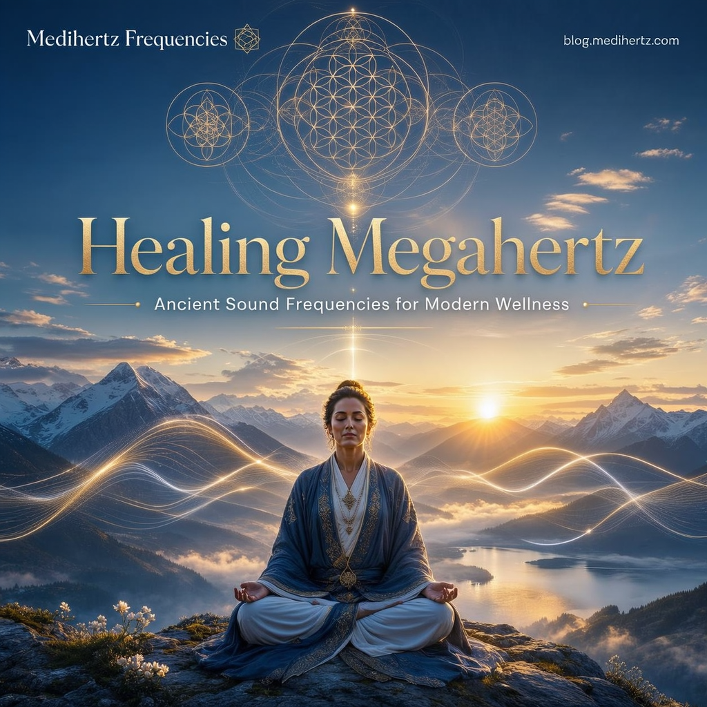 Ancient Himalayan tribal community performing sacred sound healing with traditional drums, conch shells, Tibetan singing bowls, bells, bamboo flutes, and a Maha Kali fire ritual beneath the stars, celebrating ancient healing frequencies, meditation, spiritual wellness, and ancestral sound traditions.