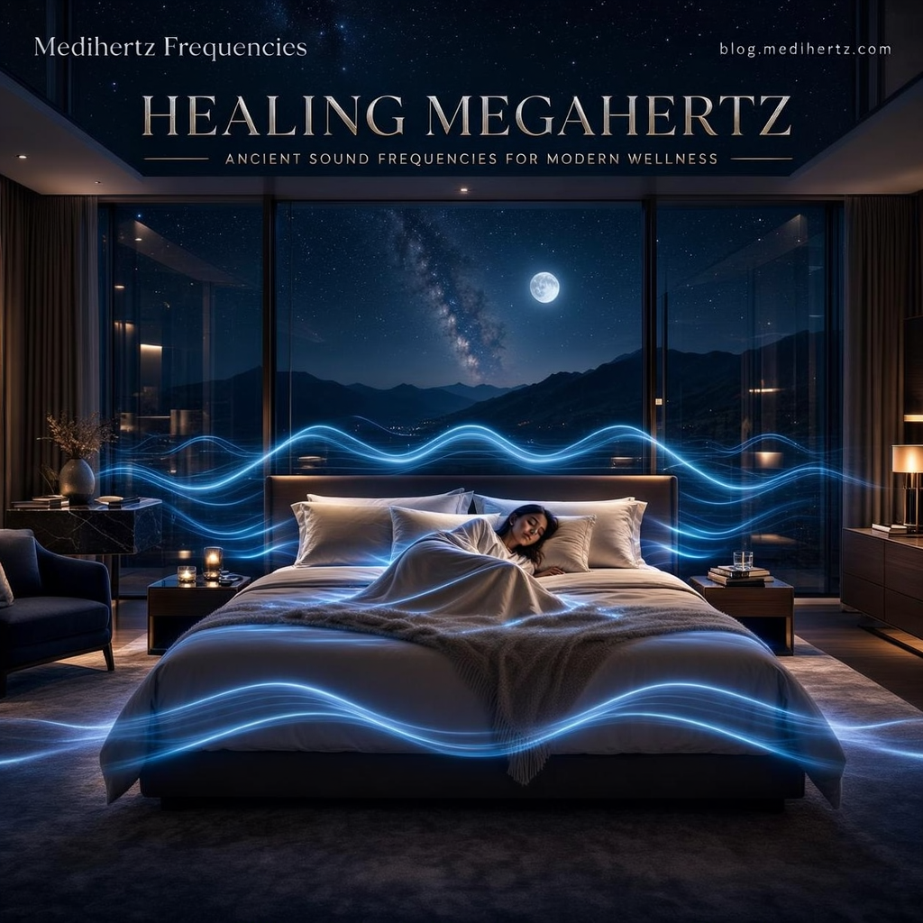 Ancient Himalayan tribal community performing sacred sound healing with traditional drums, conch shells, Tibetan singing bowls, bells, bamboo flutes, and a Maha Kali fire ritual beneath the stars, celebrating ancient healing frequencies, meditation, spiritual wellness, and ancestral sound traditions.