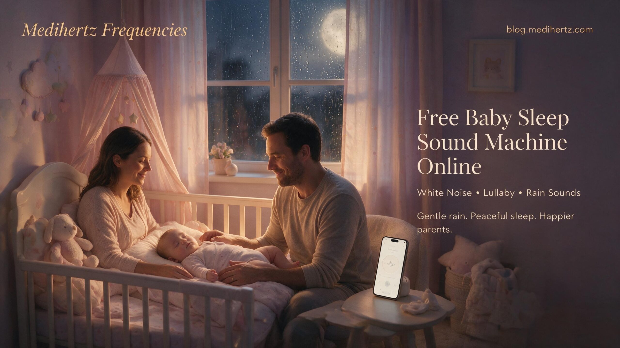 Baby sleep music and white noise sound machine helping create a peaceful bedtime environment