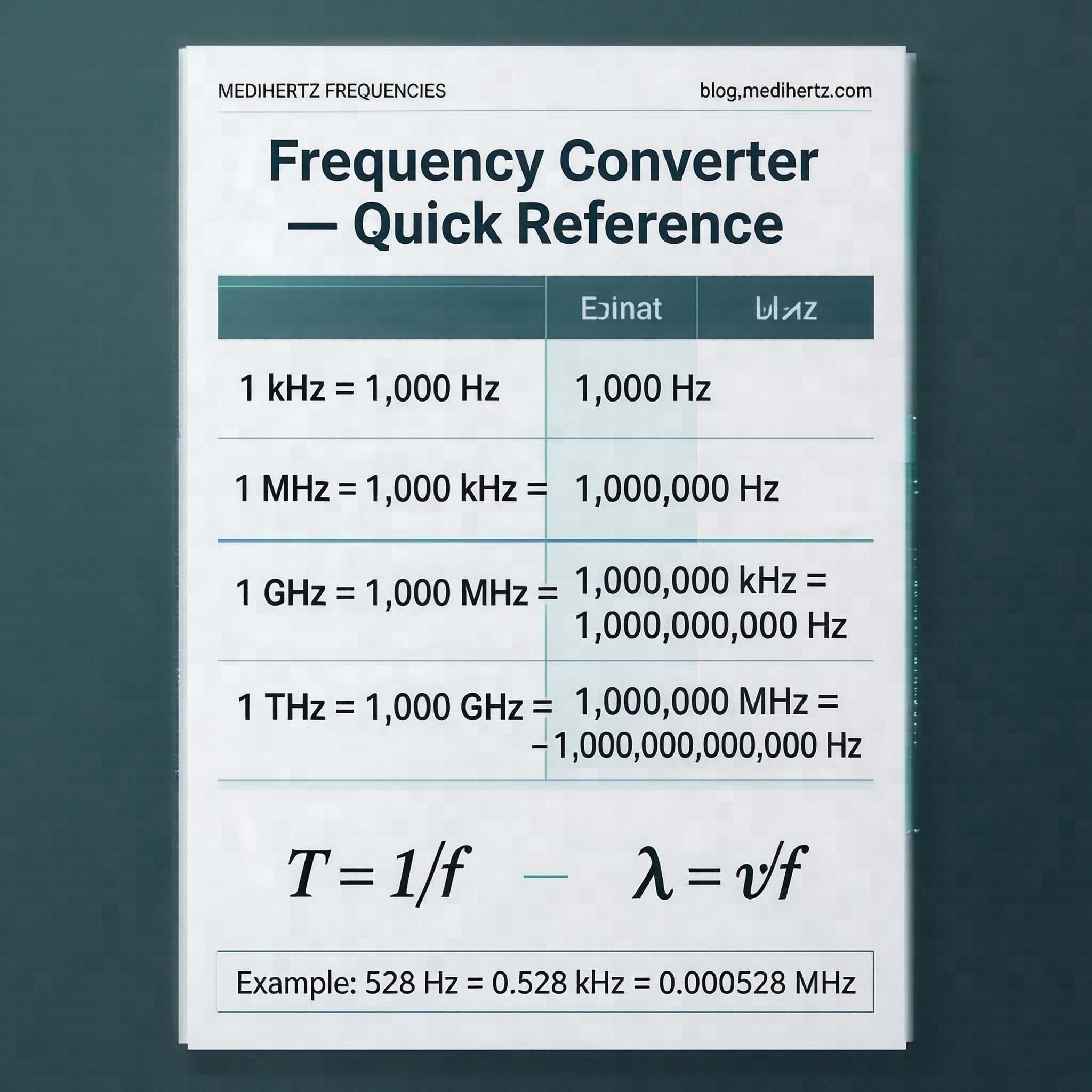 Frequency Calculation Formula Sheet
