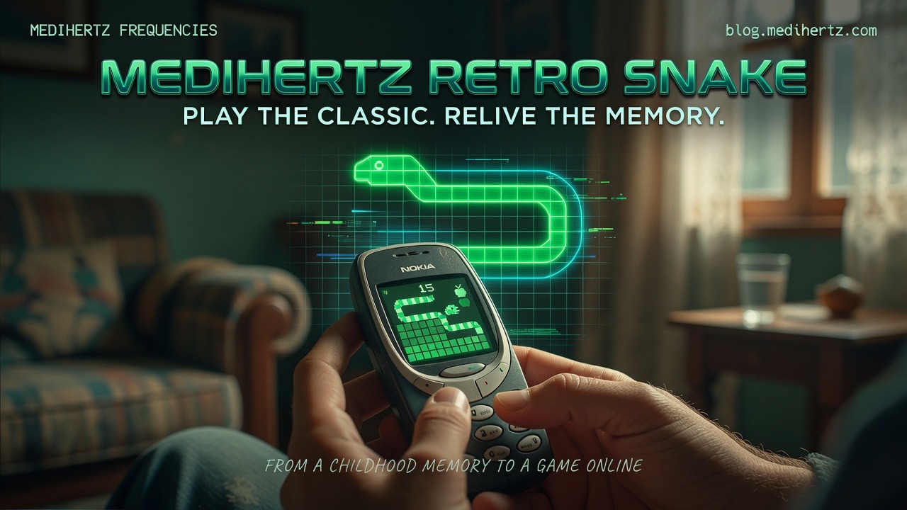 Medihertz Retro Snake Game online, a classic Nokia-style Snake game for mobile and desktop with touch controls