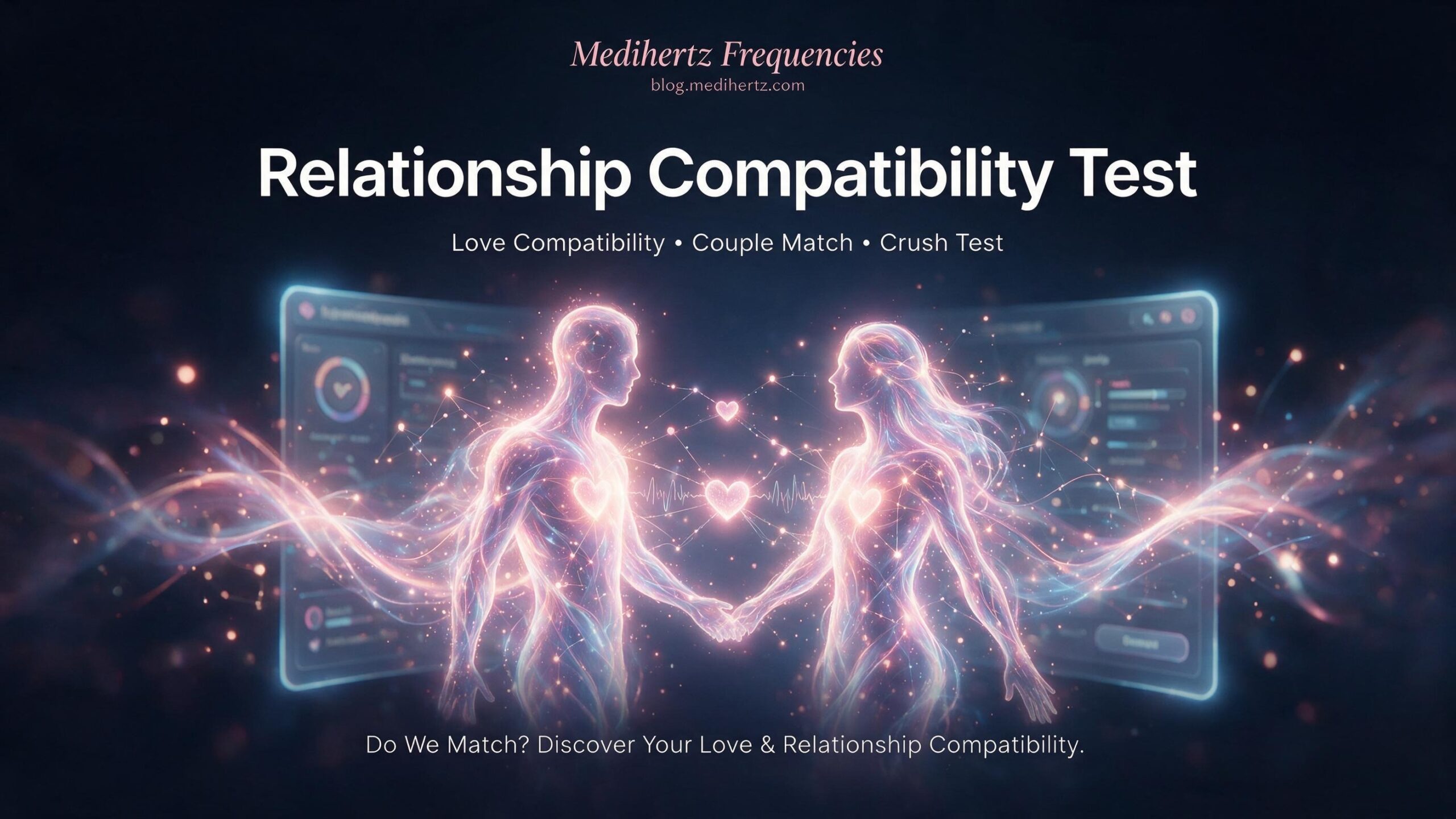 Relationship compatibility test showing name, birthday, and numerology compatibility options
