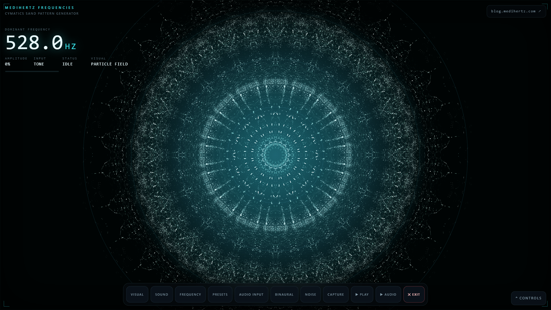 Voice and audio input creating visible cymatic sand patterns in real time