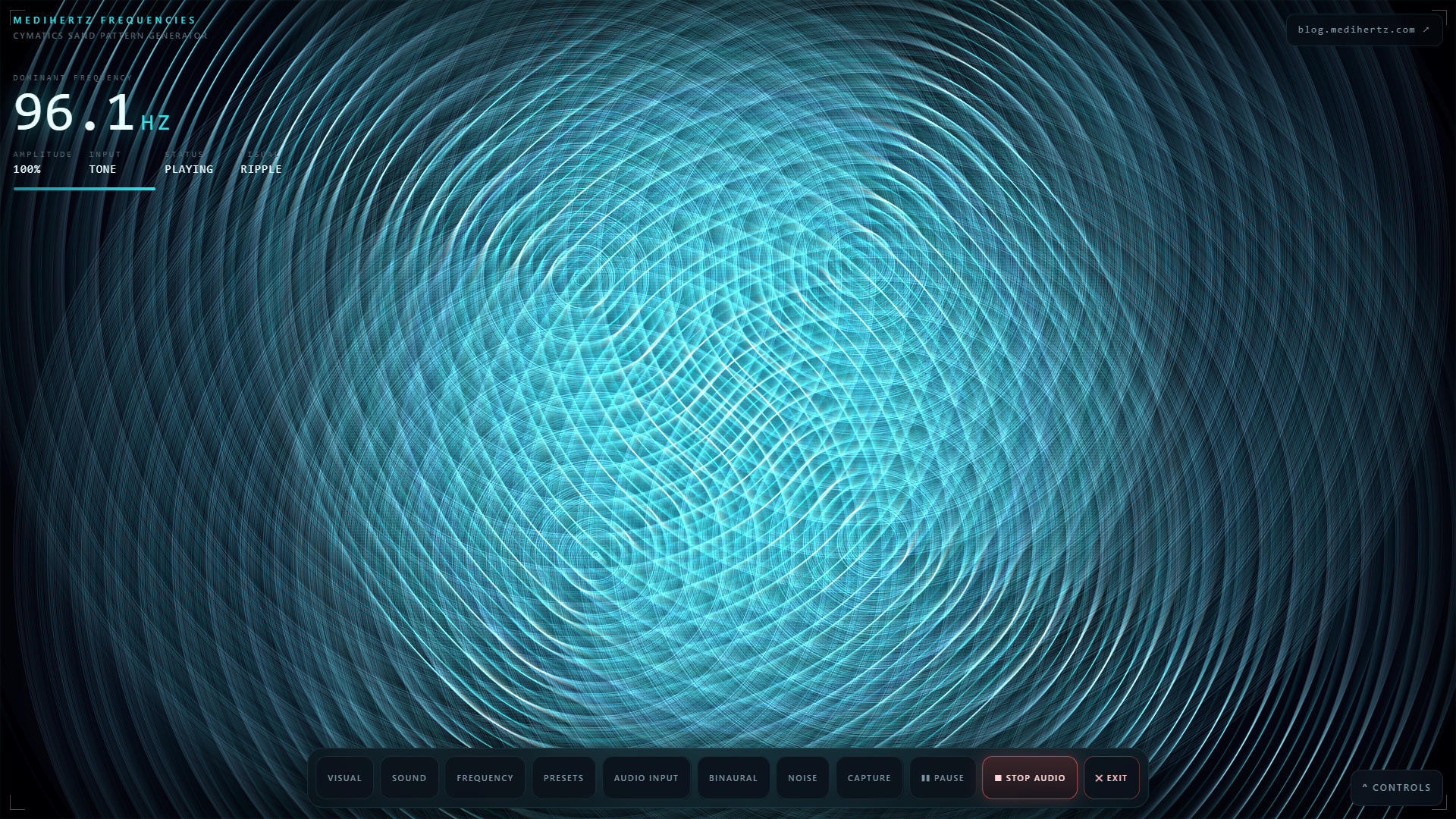 Voice and audio input creating visible cymatic sand patterns in real time