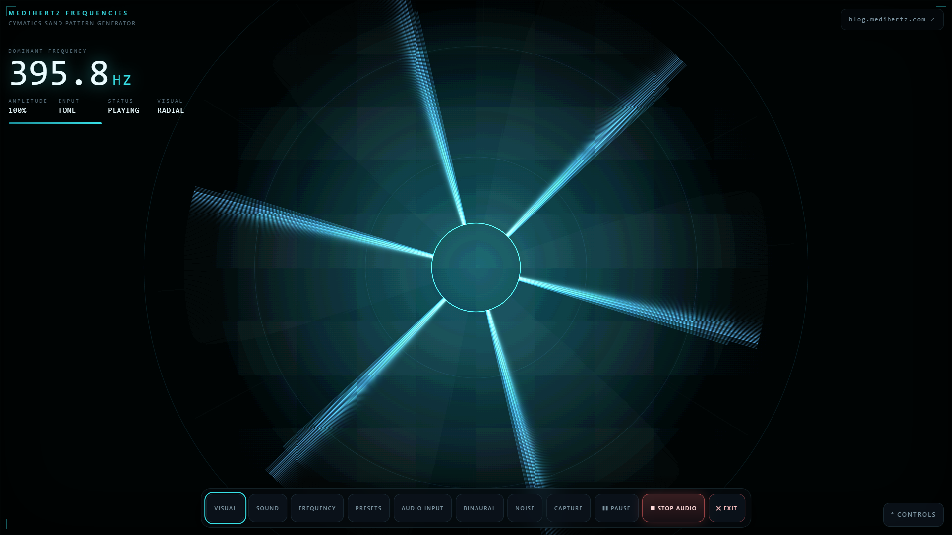 Voice and audio input creating visible cymatic sand patterns in real time