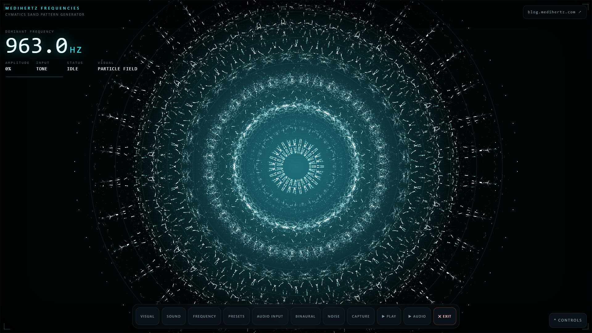Voice and audio input creating visible cymatic sand patterns in real time