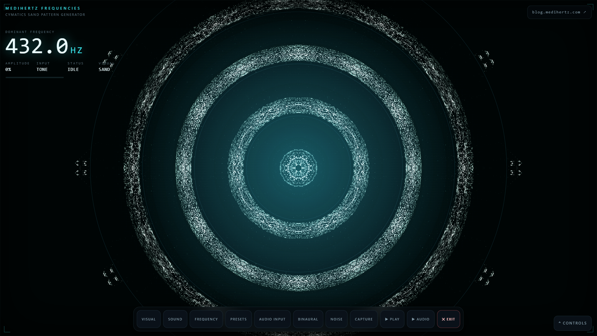 Voice and audio input creating visible cymatic sand patterns in real time