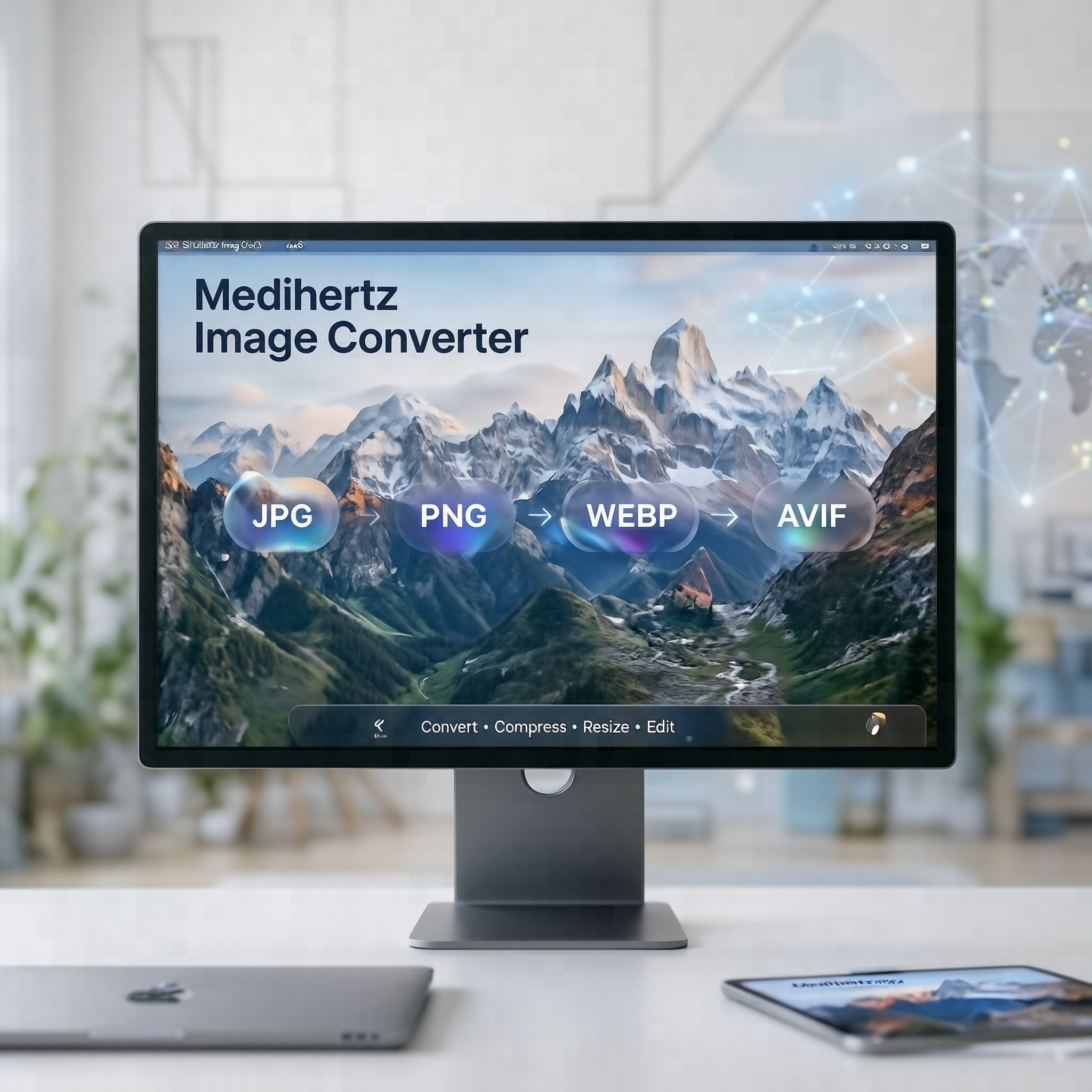 Medihertz Image Converter for converting, compressing, resizing and editing images