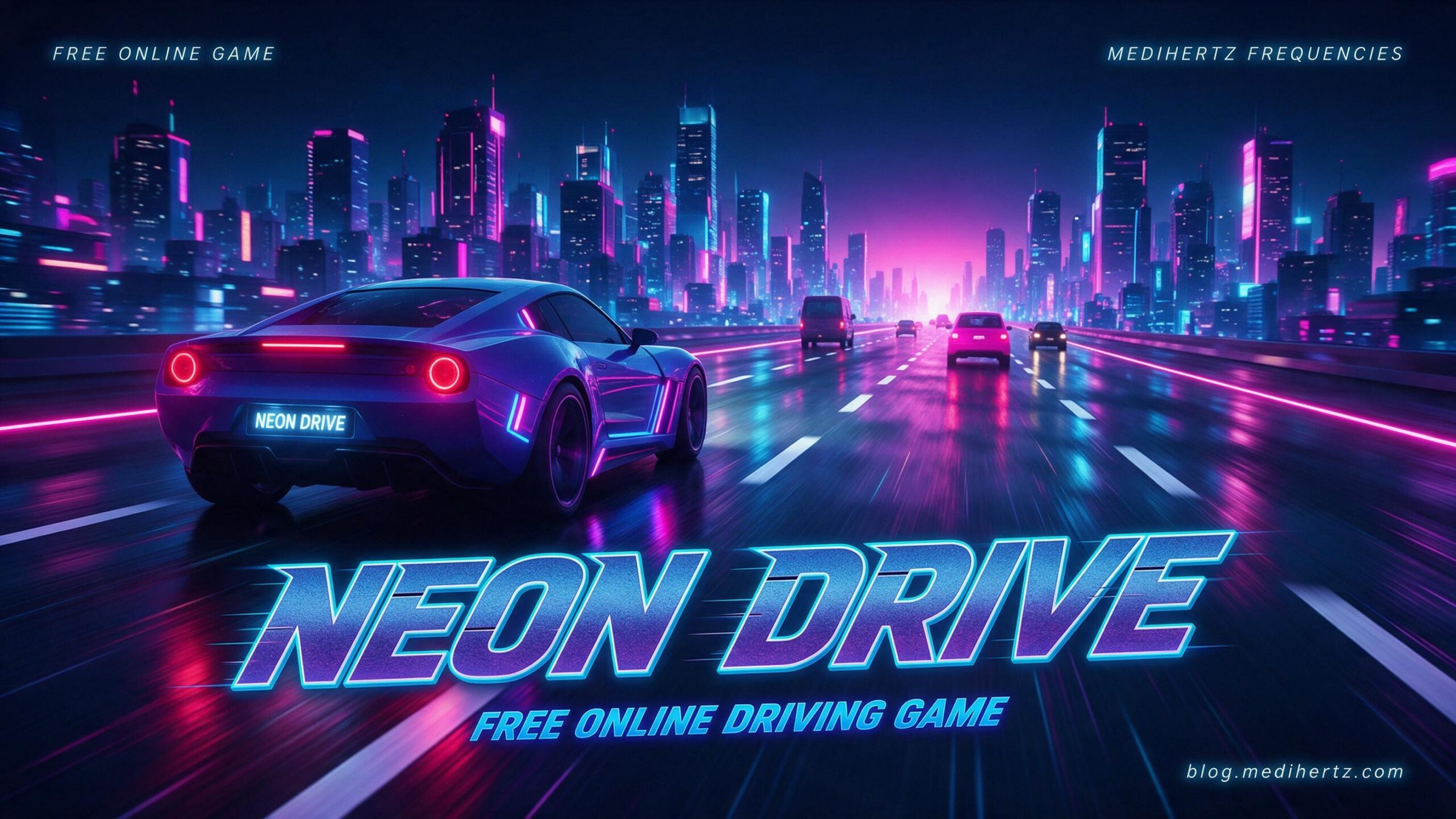 Neon Drive free online driving game by Medihertz Frequencies