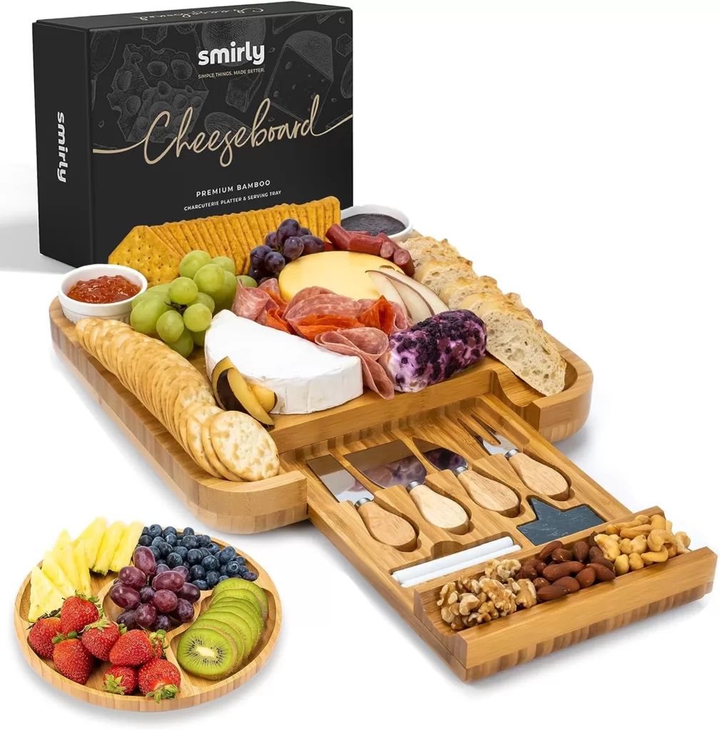 SMIRLY Charcuterie Boards Gift Set: Large Charcuterie Board Set, Bamboo Cheese Board Set - Unique for Women - House Warming Gifts New Home, Wedding Gifts...