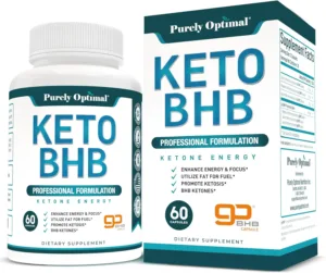 Purely Optimal Keto BHB Exogenous Ketones Supplement - Keto Diet Pills for Ketosis, Energy, Focus, Metabolism - for Women and Men, Gluten-Free, 60 Capsules