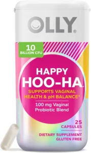 OLLY Happy Hoo-Ha Capsules, Probiotic for Women, Vaginal Health and pH Balance, 10 Billion CFU, Gluten Free - 25 Count