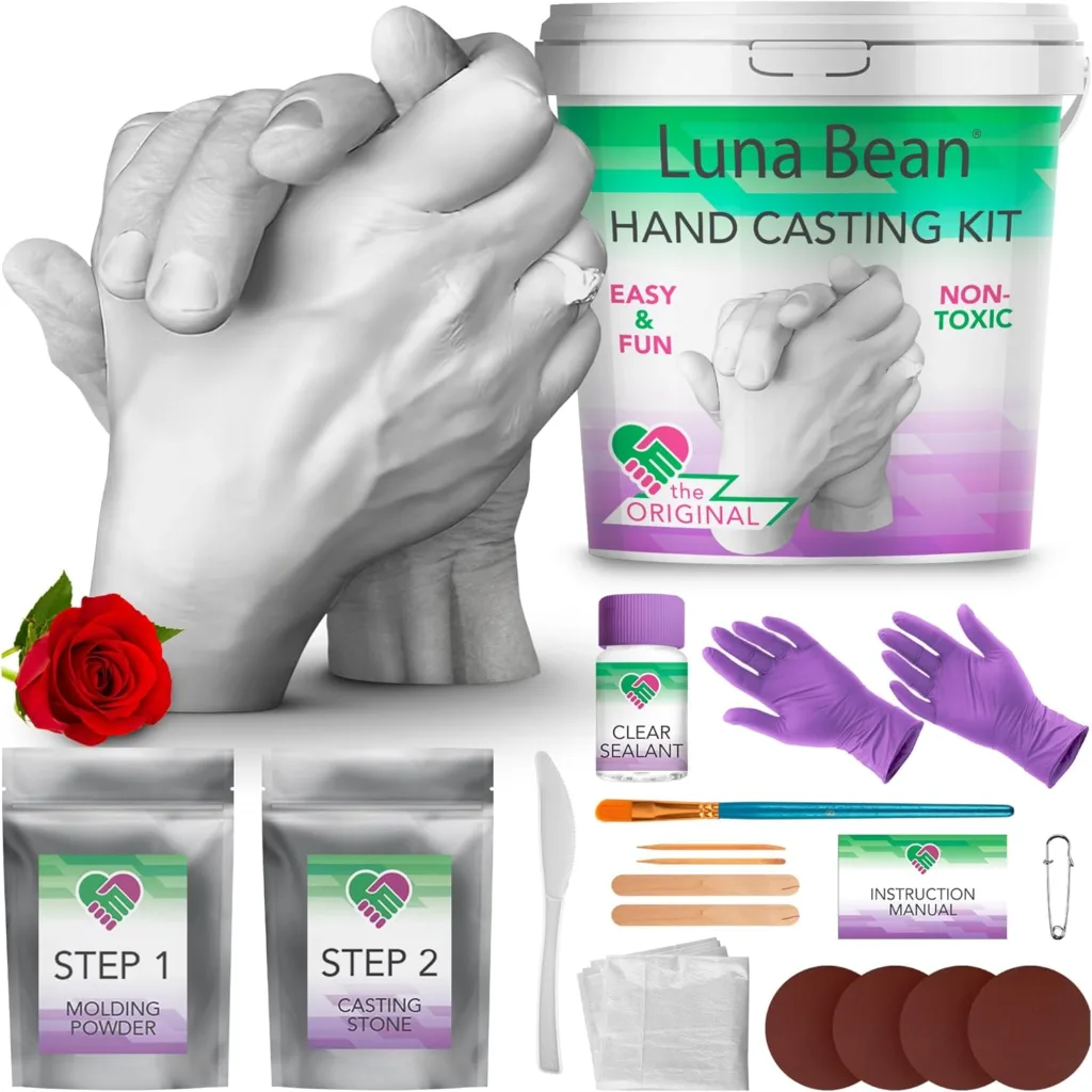 Luna Bean Hand Casting Kit - Unique Couples Gifts for Christmas, Anniversaries, Bridal Showers, Weddings, Engagements, Grandma - Mold Kit for Her, Him