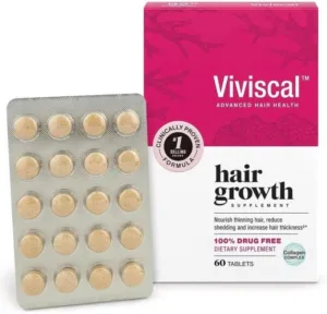 Viviscal Hair Growth Supplements for Women to Grow Thicker, Fuller Hair, Clinically Proven with Proprietary Collagen Complex, 60 Count (Pack of 1), 1 Month...
