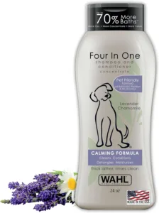 Wahl USA 4-in-1 Calming Pet Shampoo for Dogs – Cleans, Conditions, Detangles, & Moisturizes with Lavender Chamomile - Pet Friendly Formula - 24 Oz -...