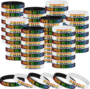 Rainbow Pride Wristband Gay Pride Silicone Bracelet Rubber Pride Bracelet LGBT Lesbian Rainbow Wristbands for Men Women Sports Gay Pride Jewelry Gifts LGBTQ Party Decorations Supplies