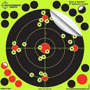 Splatterburst Targets - 8 inch Stick & Splatter Self Adhesive Shooting Targets - Gun - Rifle - Pistol - Airsoft - BB Gun - Pellet Gun - Air Rifle - Made in USA