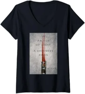 Womens Star Wars The Acolyte Lightsaber Poster A Darkness Rises V-Neck T-Shirt