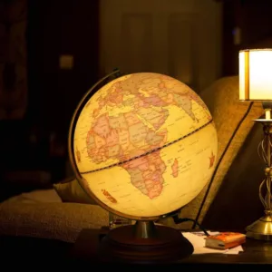 Planet - LED Illuminated World Globe for Adults & Kids with Wooden Stand