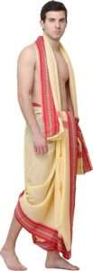 Dhoti and Veshti Set with Temple Border - Viscose