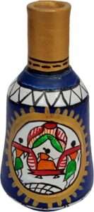 Purpledip Terracotta Madhubani Design Flower Vase: Artisan Painted Decorative Earthen Clay Pot