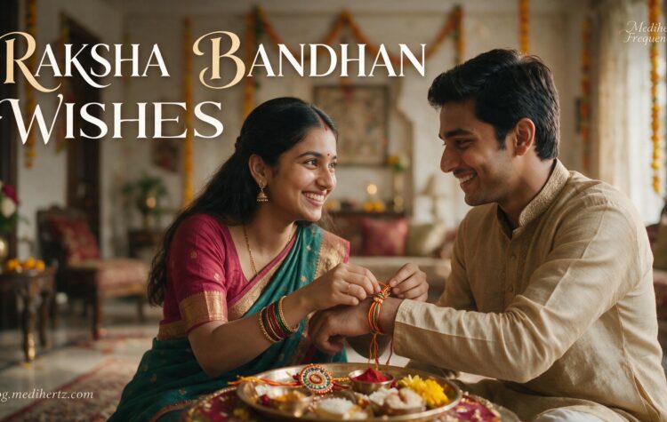 Happy Raksha Bandhan wishes with brother and sister celebrating the Rakhi festival