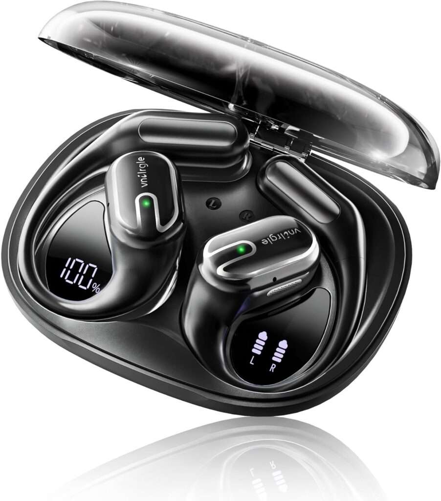 Open Ear Earbuds Bluetooth Headphones Wireless - 80Hrs Playtime Wireless Earbuds with IPX7 Waterproof Touch Control Earphones Sport with 18.2mm Drivers Stereo Sound Bluetooth 6.0 for Running Fitness
