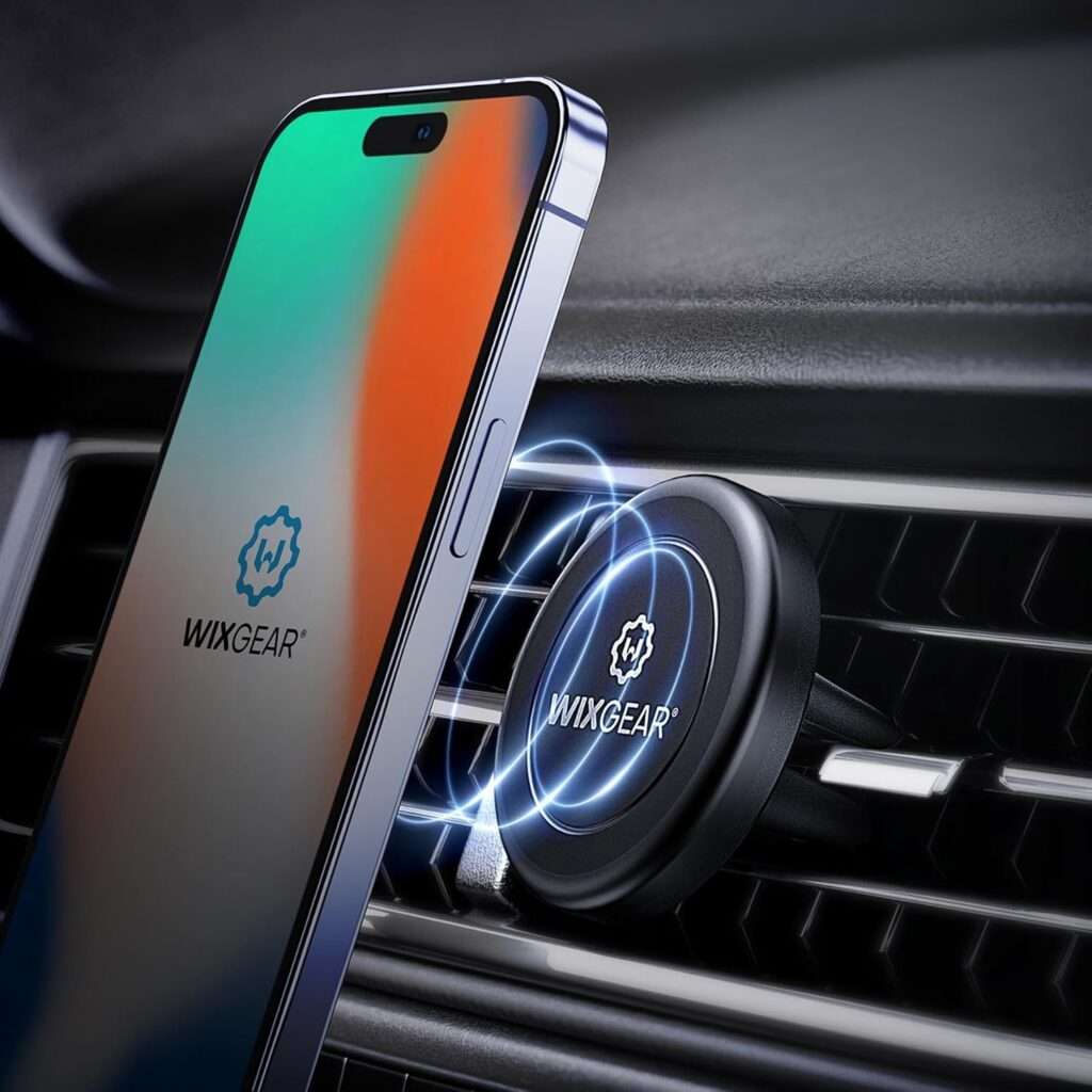 Magnetic Phone Holder for Car, WixGear [2 Pack] Universal Air Vent Magnetic Phone Mount for Car, Car Phone Holder Mount for Cell Phones and Mini Tablets with 4 Metal Plates