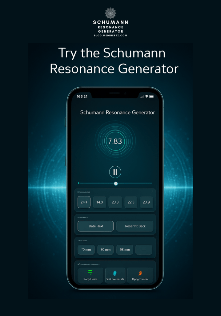 Schumann resonance generator 7.83 Hz earth frequency tool How to use a Schumann resonance generator for meditation Scientific diagram of Earth Schumann resonance waves