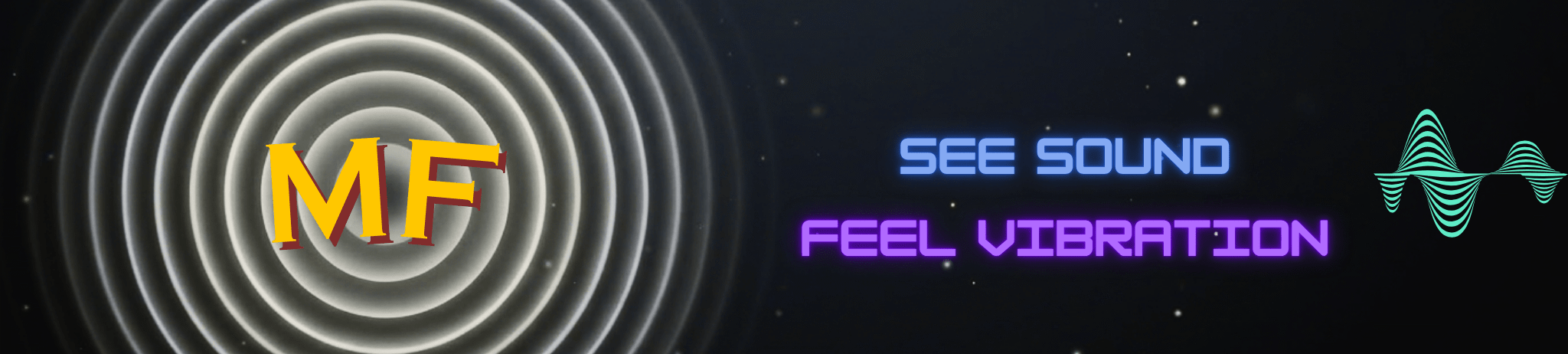 Medihertz MF logo representing sound frequencies, healing tones, binaural beats, and cymatics resonance technology