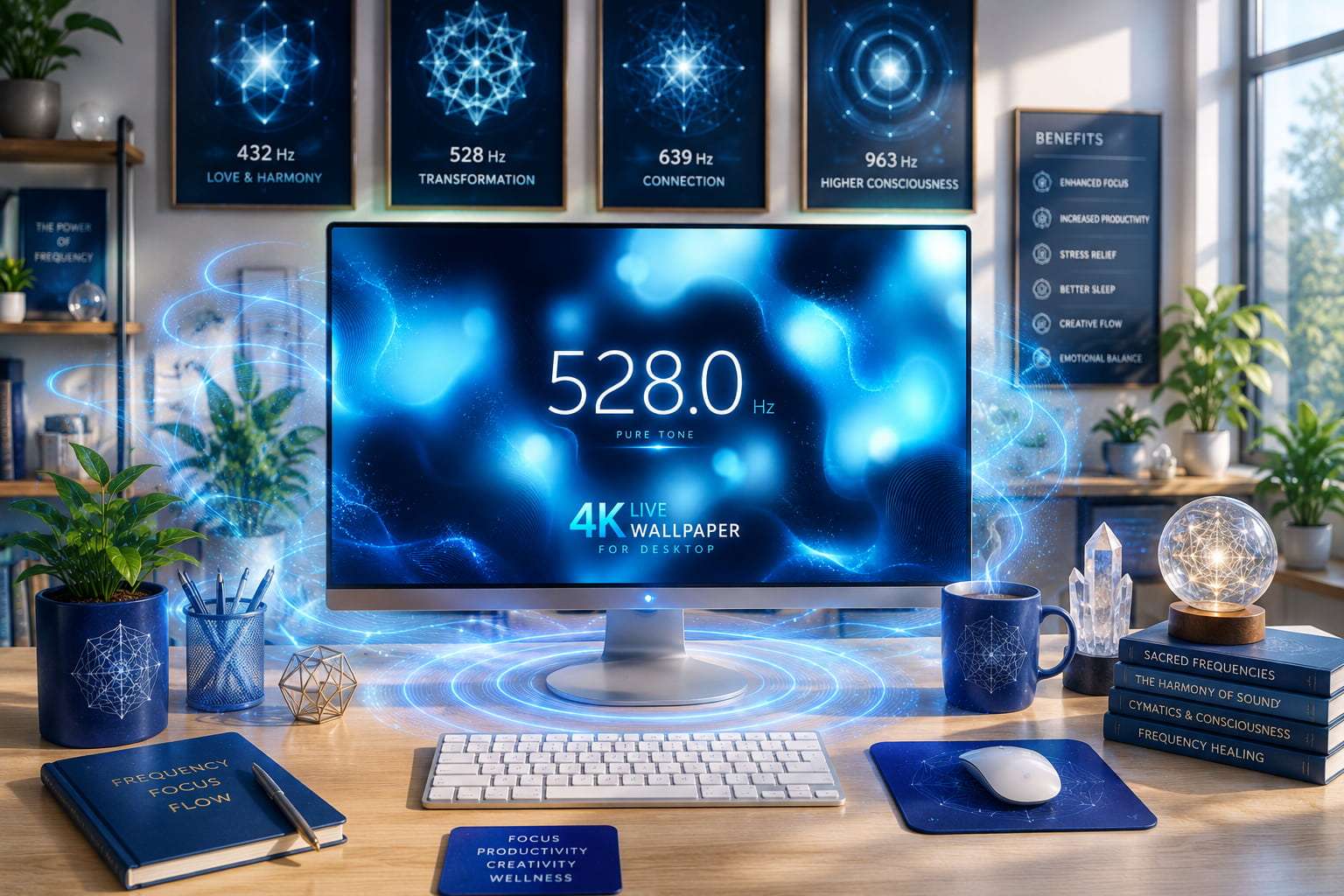4K 432 Hz Live Wallpaper for PC – Sound Frequency Generator for Focus, Productivity & Sleep