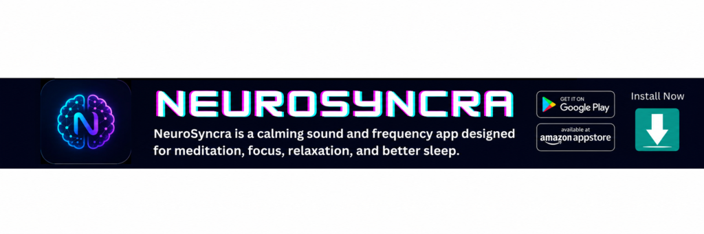 NeuroSyncra is a calming sound and frequency app designed for meditation, focus, relaxation, and better sleep. Experience powerful binaural beats, soothing frequencies, and peaceful audio designed to help your mind relax and reset.