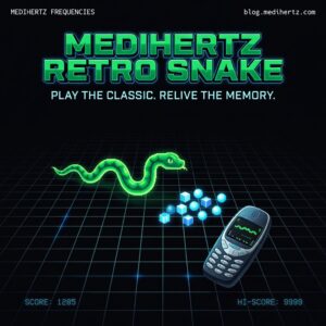 Medihertz classic Snake game inspired by the Nokia-era retro mobile game, playable online on phones and tablets